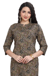 Cotton Kalamkari Print Straight Cut Kurti for Women